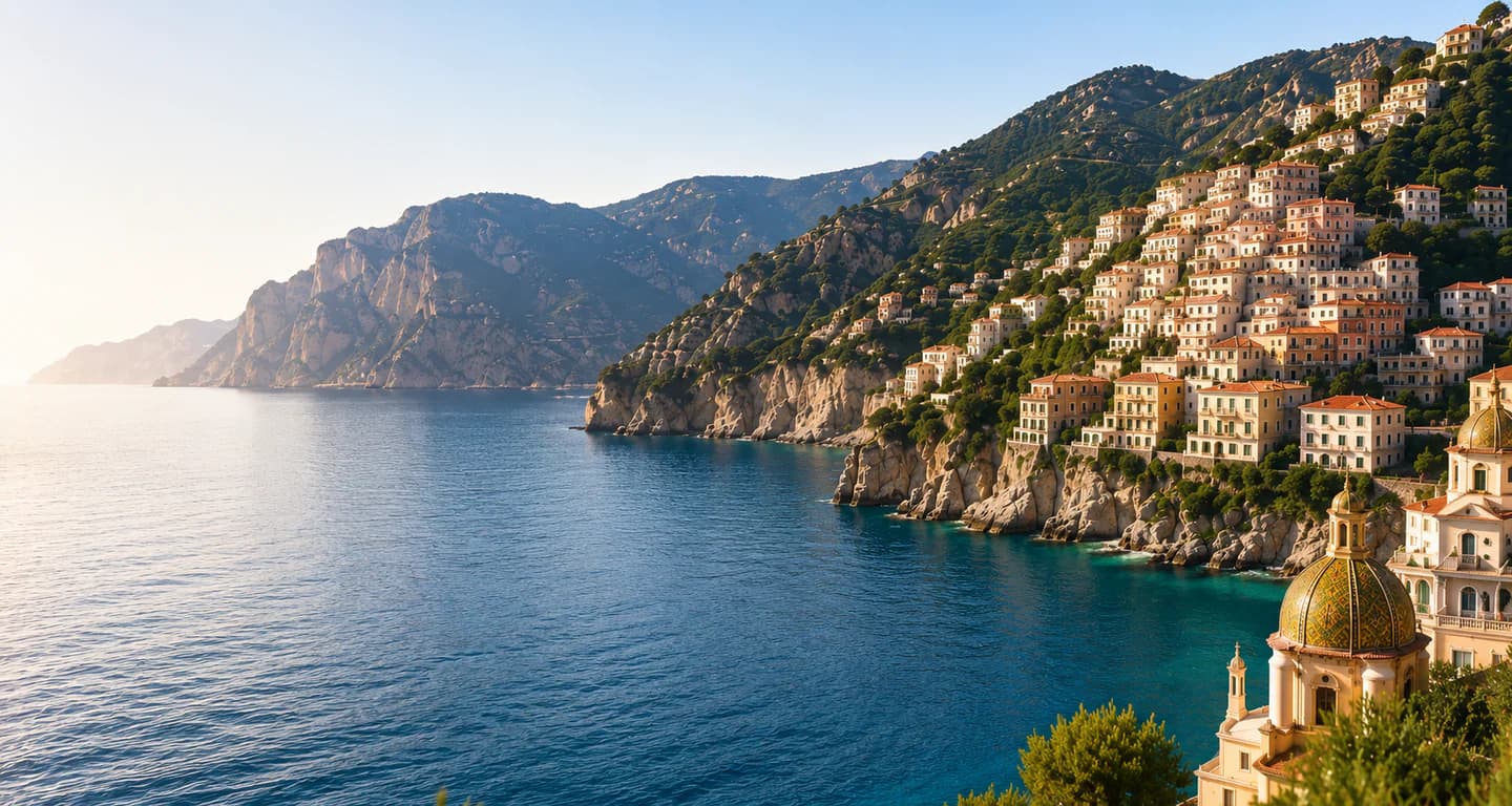 A yacht cruising Italy's dramatic coastline