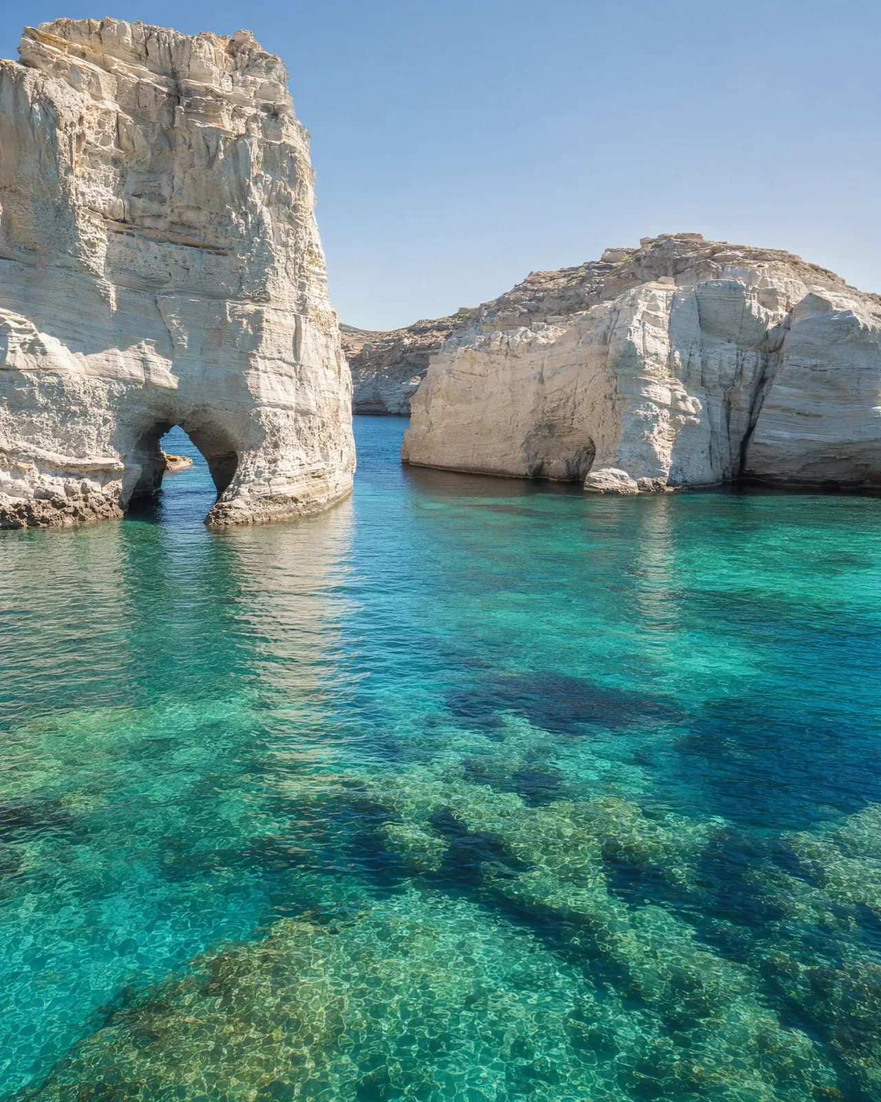 The white sea arches of Kleftiko, Milos