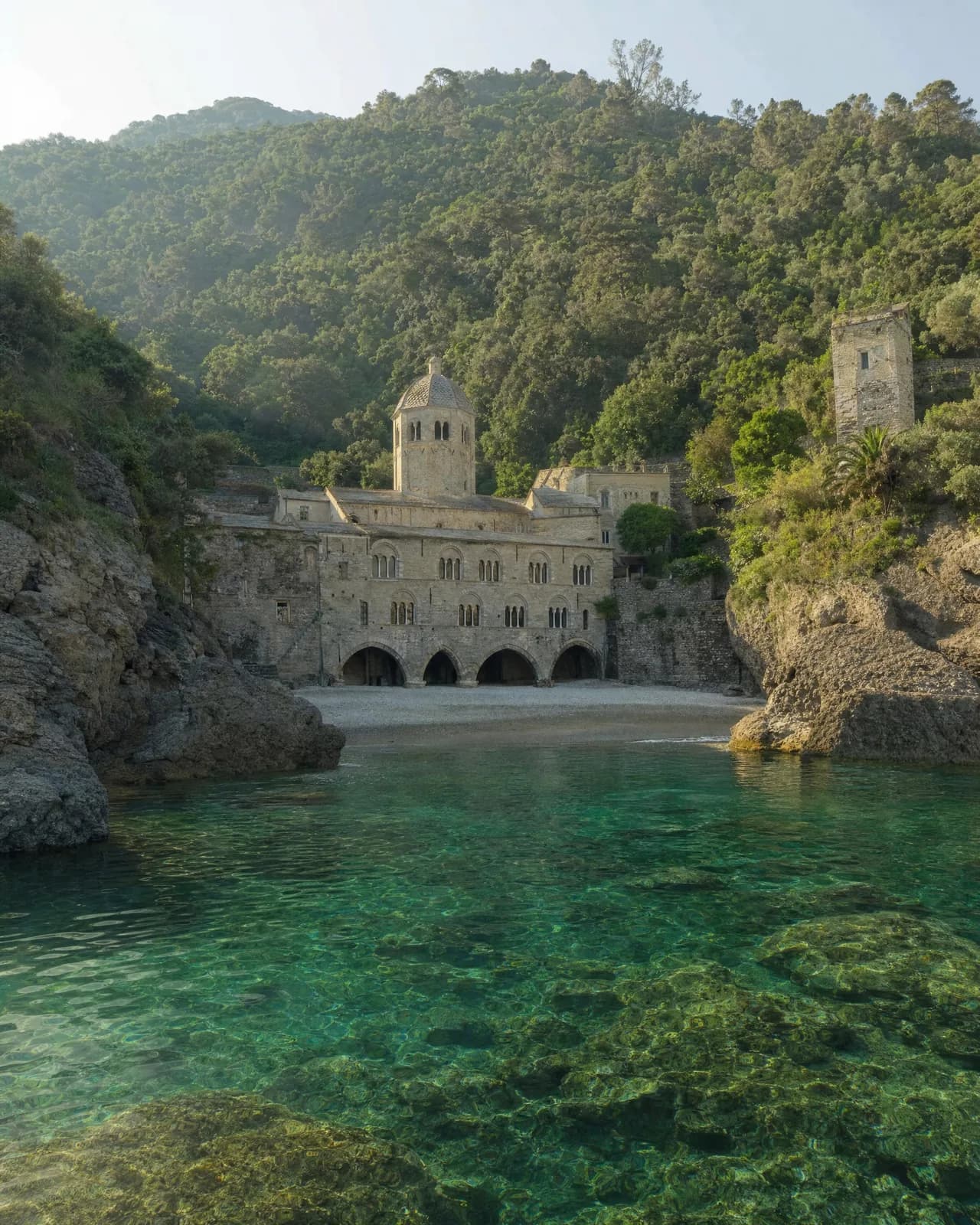 The abbey of San Fruttuoso in its cove